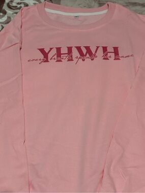 Pink Graphic Sweatshirt with Script YHWH Logo